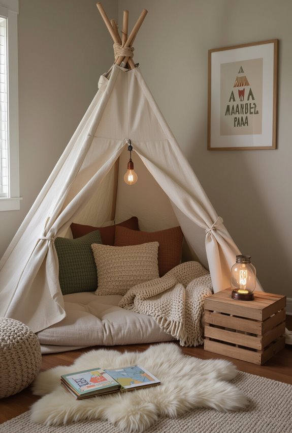 cozy indoor camping nook