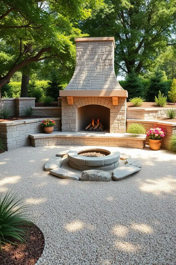 cozy integrated outdoor fireplaces