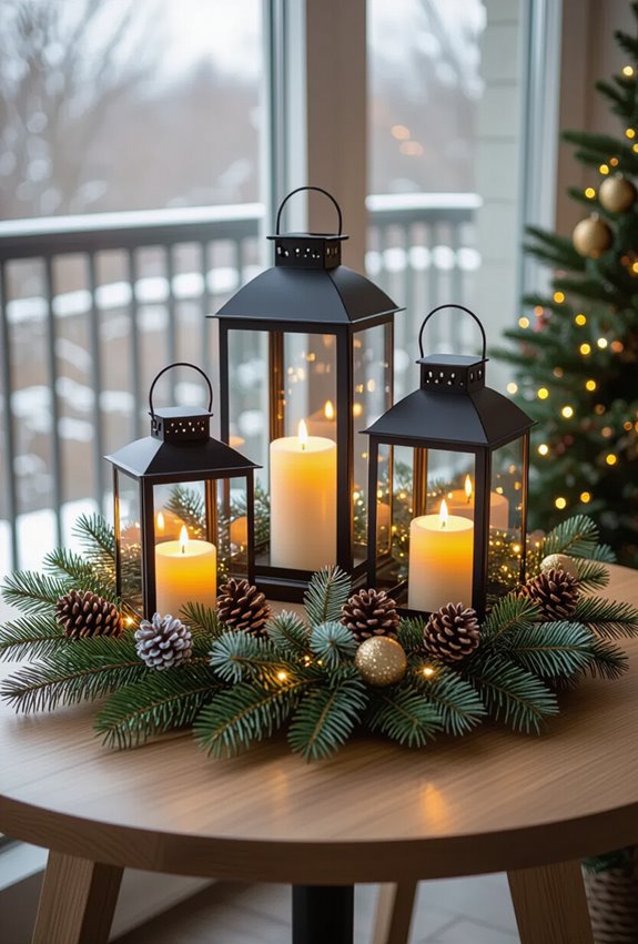cozy lantern centerpiece arrangement