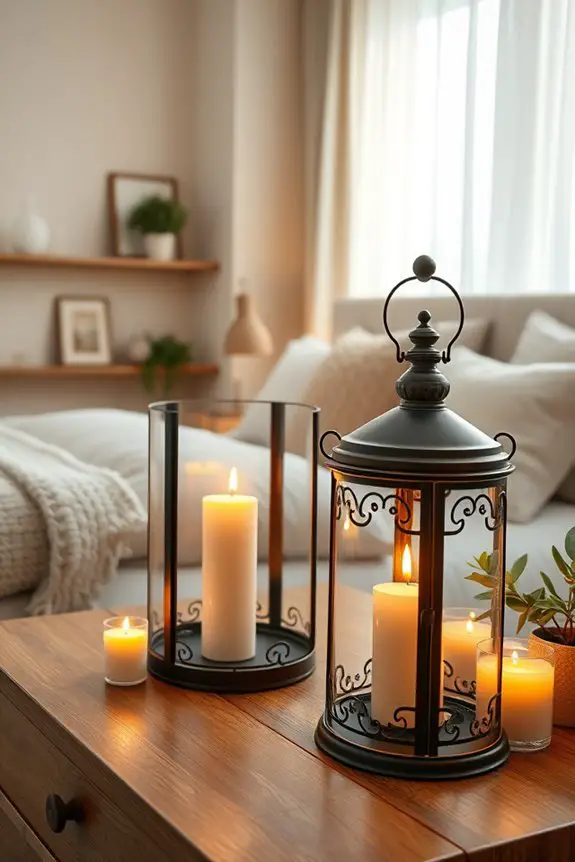 cozy lanterns with candles