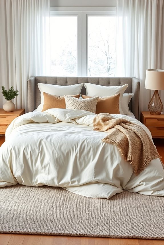 cozy layered bedding aesthetic