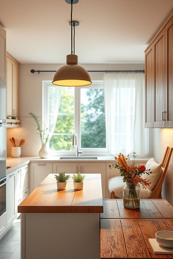 cozy layered kitchen lighting