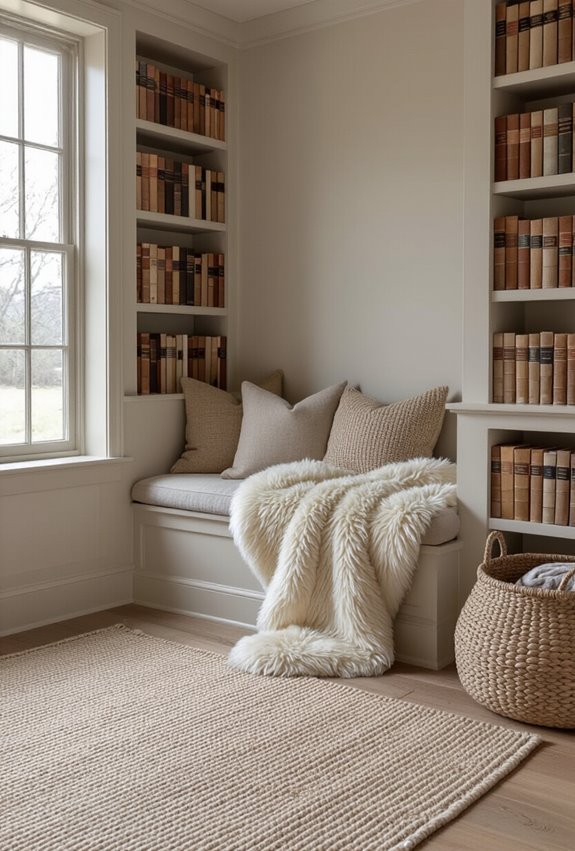 cozy layered reading corner
