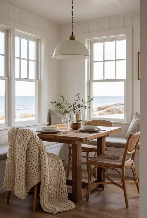 cozy layered seaside dining warmth