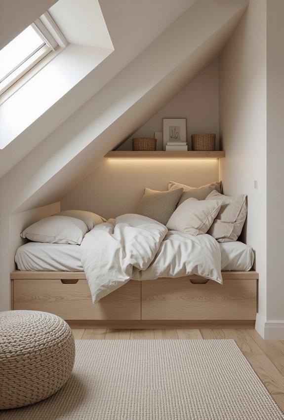 cozy low slope bed nook