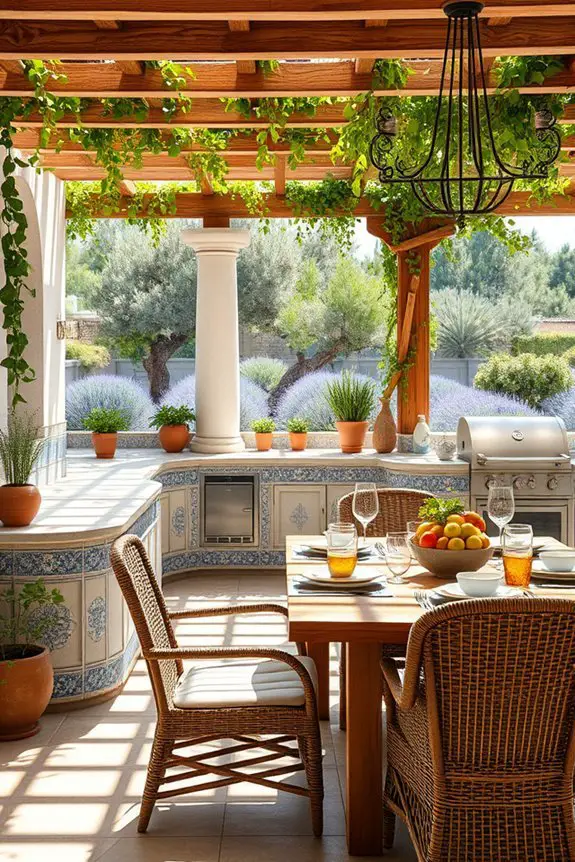 cozy mediterranean outdoor kitchen