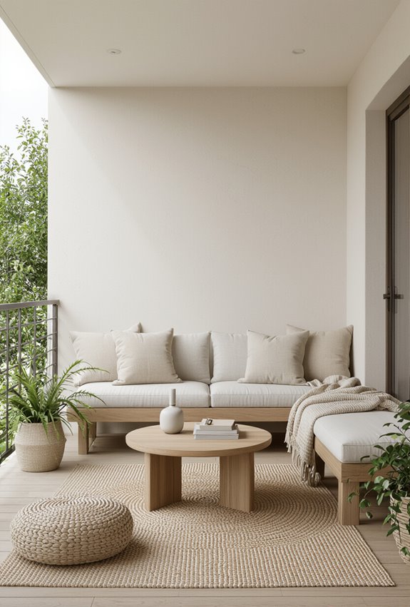 cozy minimalist balcony meditation nook