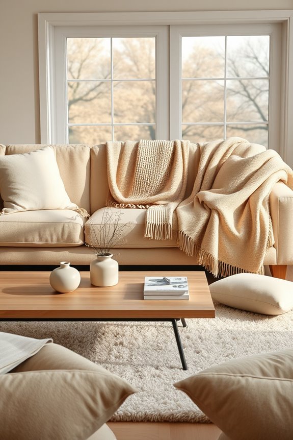 cozy neutral beige throws