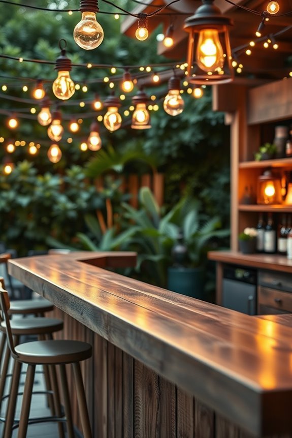 cozy outdoor bar lighting