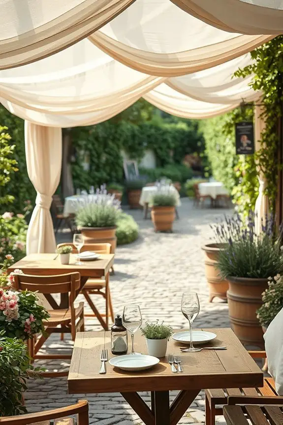cozy outdoor cafe canopies
