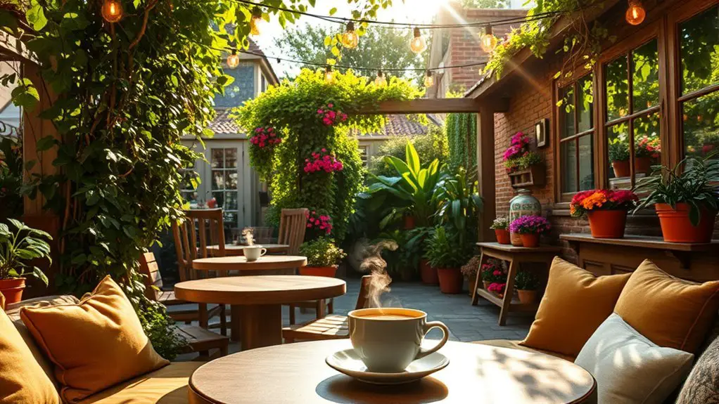 cozy outdoor coffee gardens
