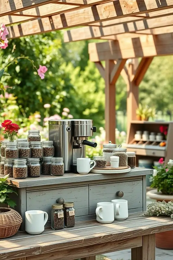 cozy outdoor coffee setup