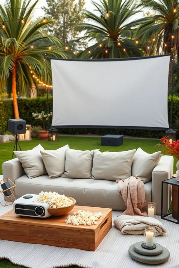 cozy outdoor movie night