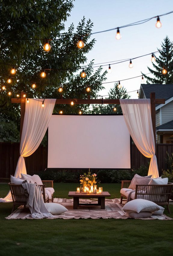 cozy outdoor movie night