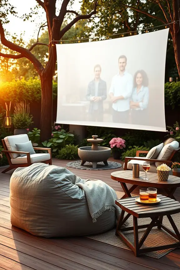 cozy outdoor movie setup