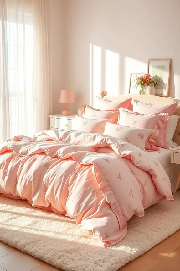 cozy pink floral bedding