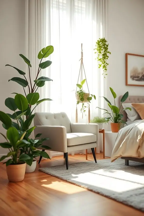 cozy plant corner seating