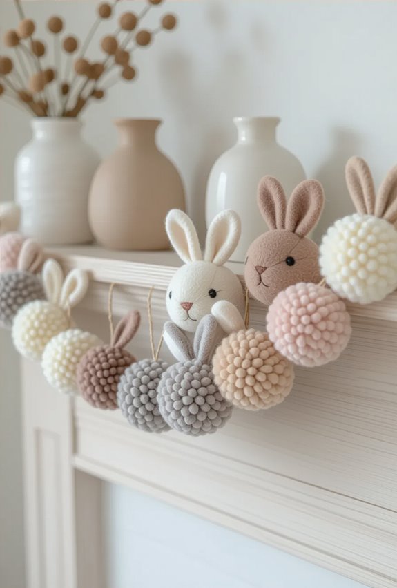 cozy pom pom bunny garland