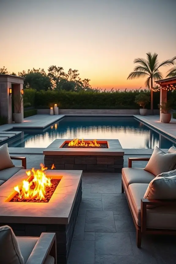 cozy poolside fire pit