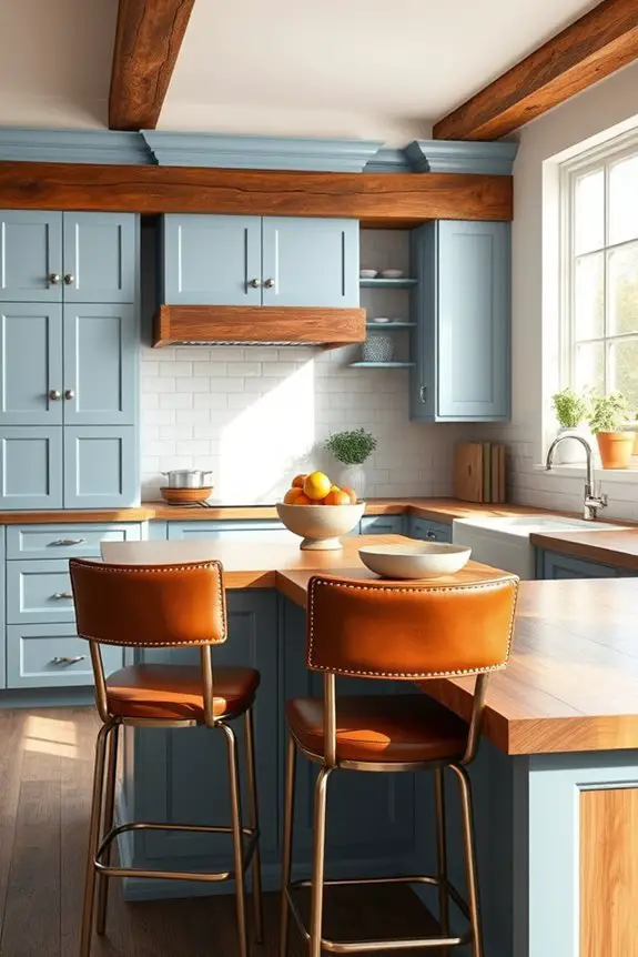 cozy powder blue kitchen