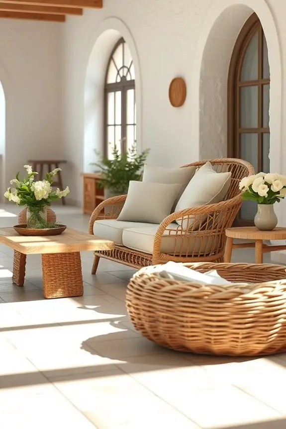 cozy rattan and wicker retreat