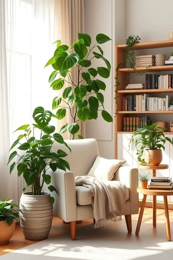 cozy reading nook plants