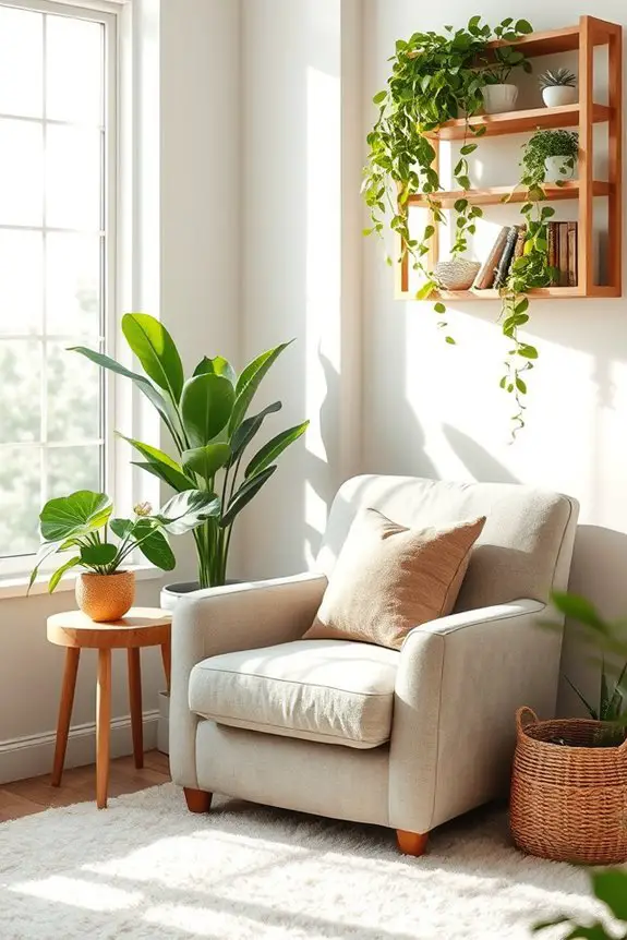 cozy reading nook plants