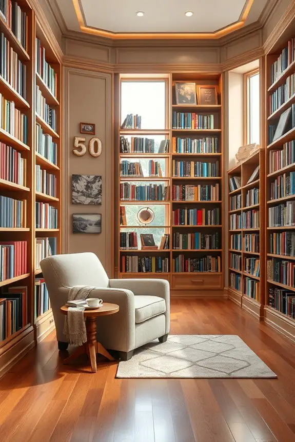cozy reading nook shelves