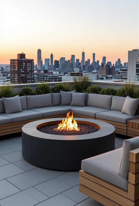 cozy rooftop fire lounge