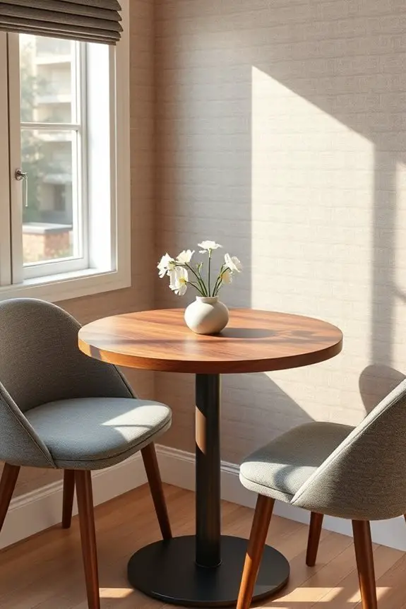 cozy round bistro table