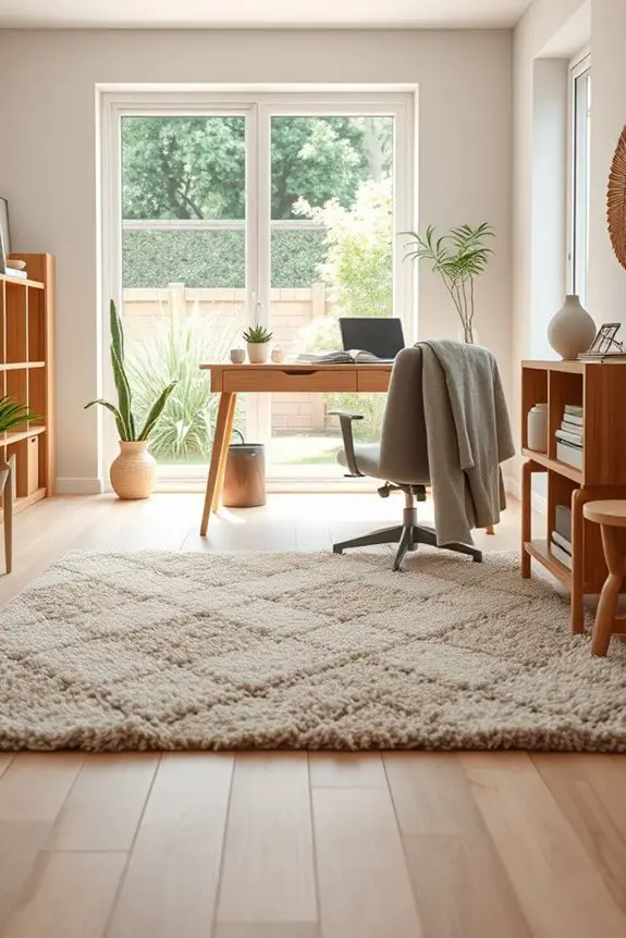 cozy rug enhances workspace comfort