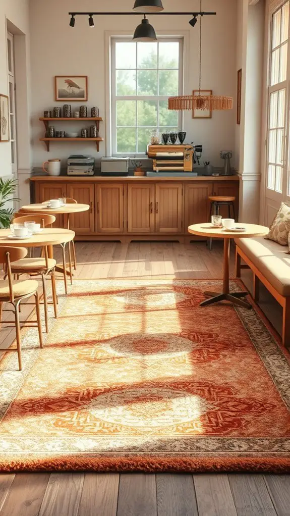 cozy rugs enhance cafe atmosphere