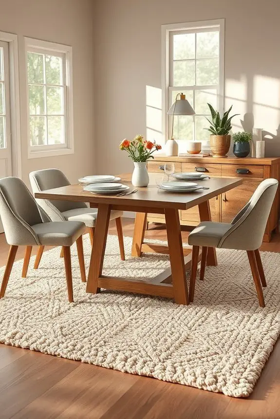 cozy rugs enhance dining ambiance