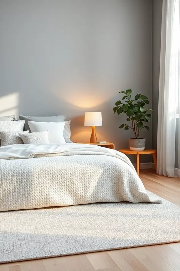 cozy rugs enhance grey walls