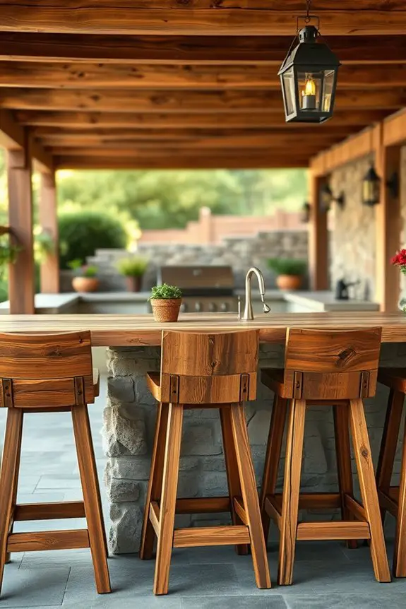cozy rustic bar seating