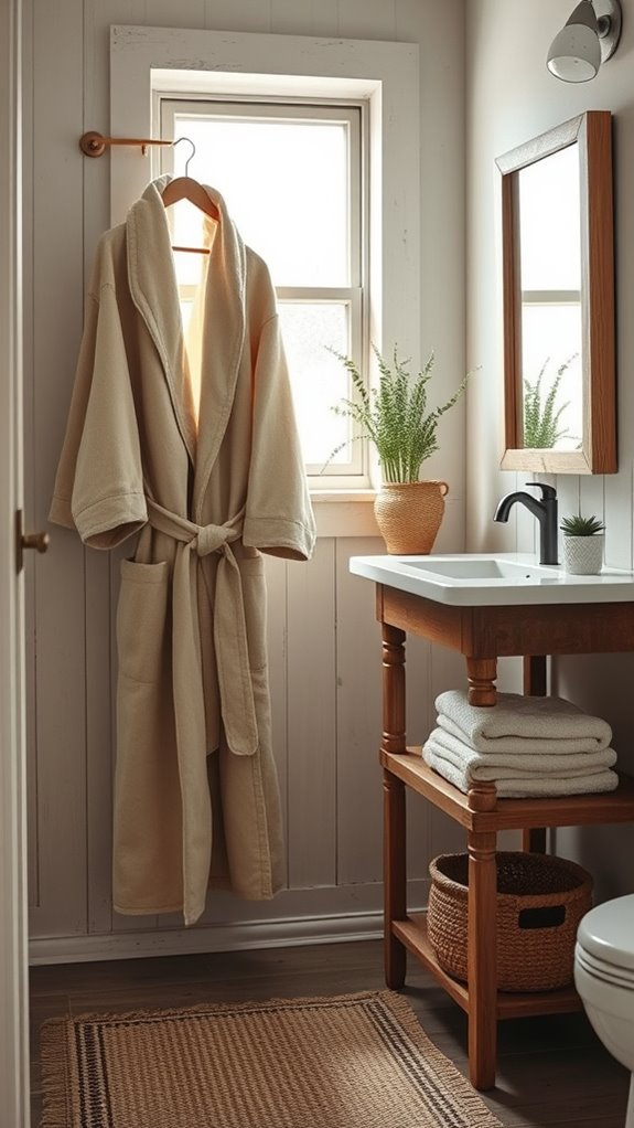 cozy rustic bathrobes and towels
