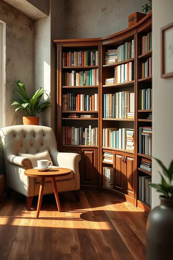 cozy rustic bookshelf design