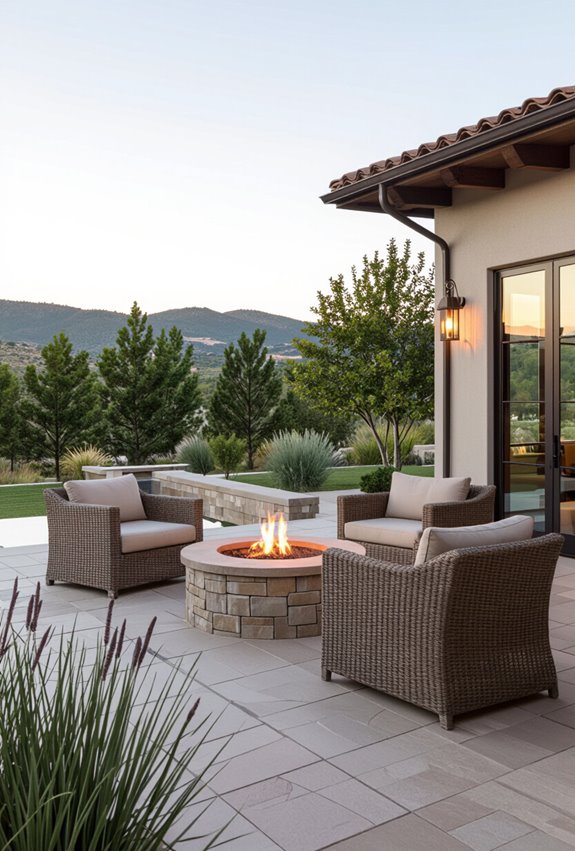 cozy rustic firepit string lights