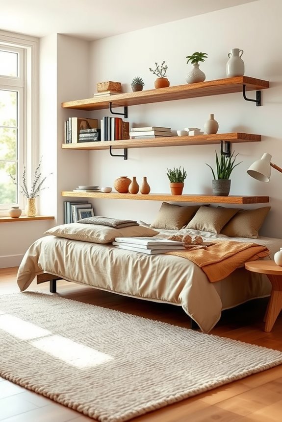 cozy rustic wood shelves