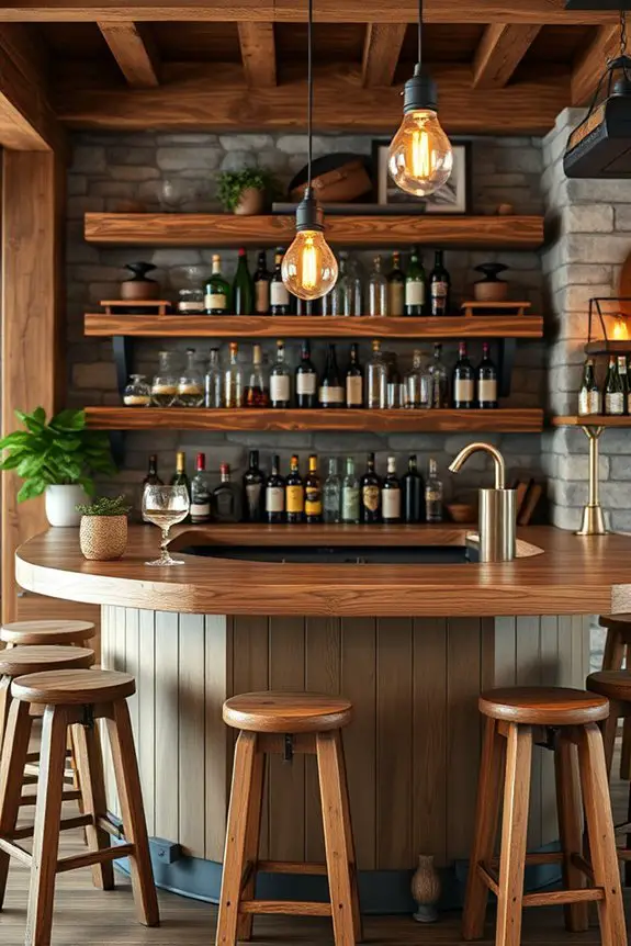 cozy rustic wooden bar