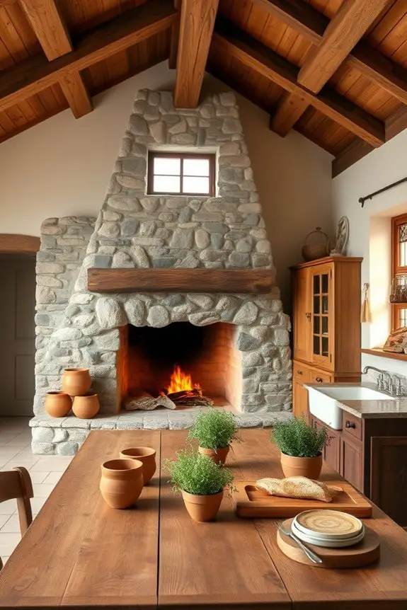 cozy stone fireplace gatherings