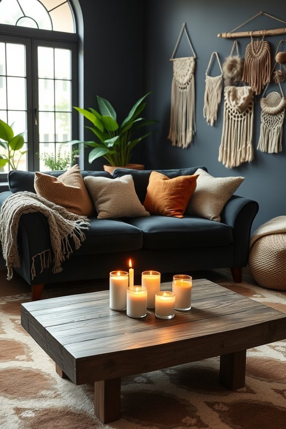 cozy textiles and lighting