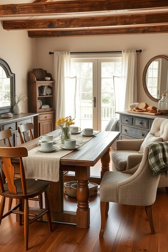 cozy textiles enhance dining warmth