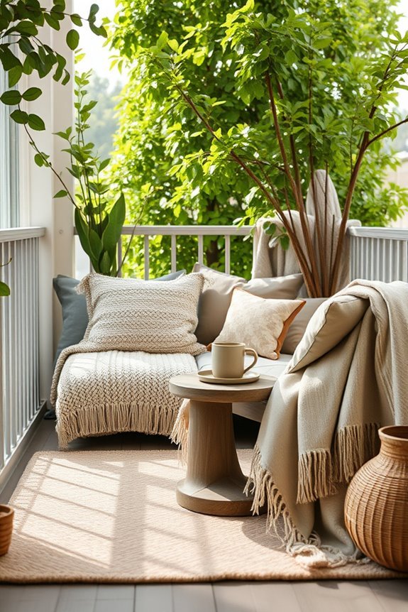 cozy textured balcony retreat