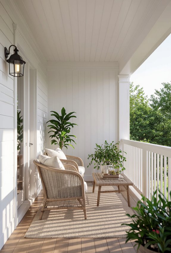 cozy textured beadboard balcony