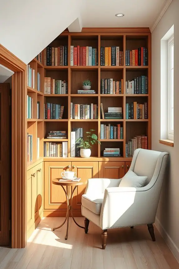 cozy under stair book nook