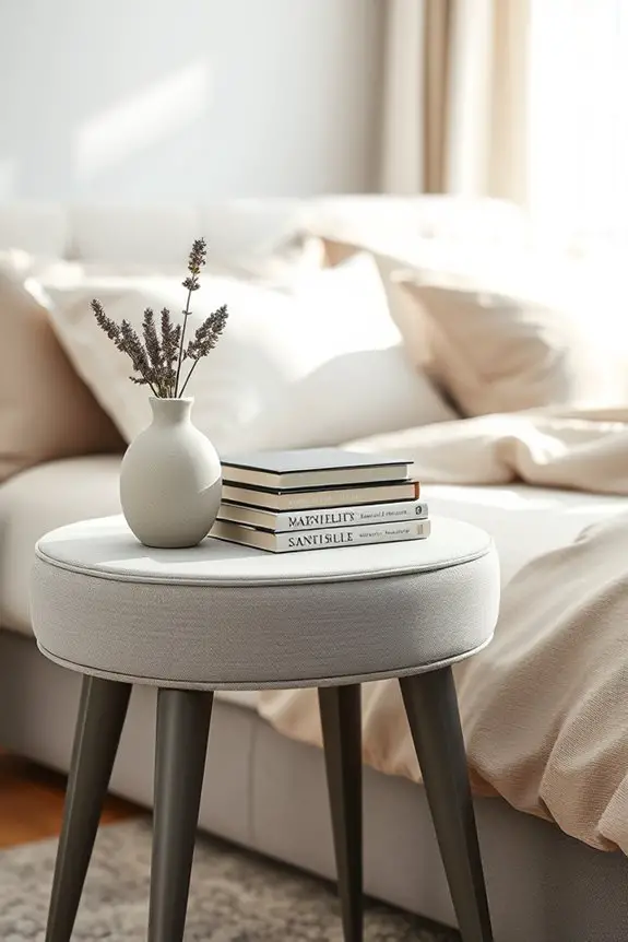 cozy upholstered bedside table