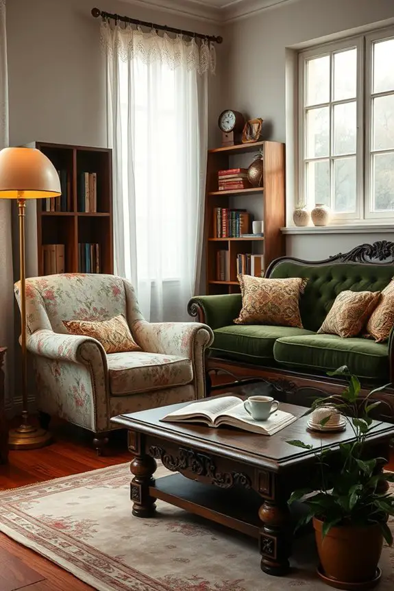cozy vintage reading nook