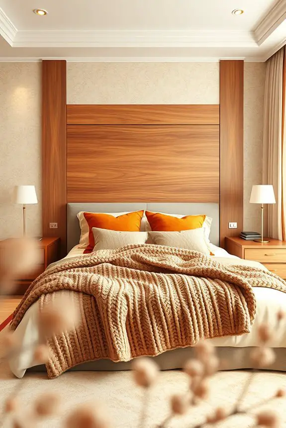 cozy warm toned bedroom design