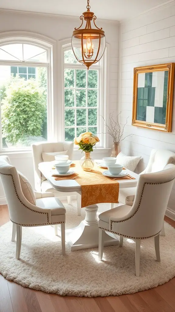 cozy white and gold nook